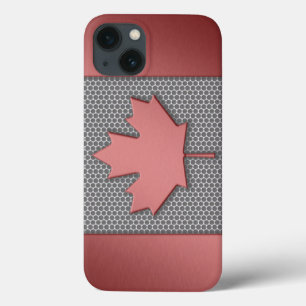 Brushed Metal Look Canadian Flag iPhone 13 Case