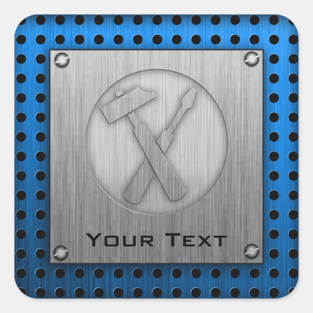 Brushed Metal-look Carpenter Tools Square Sticker (Front)
