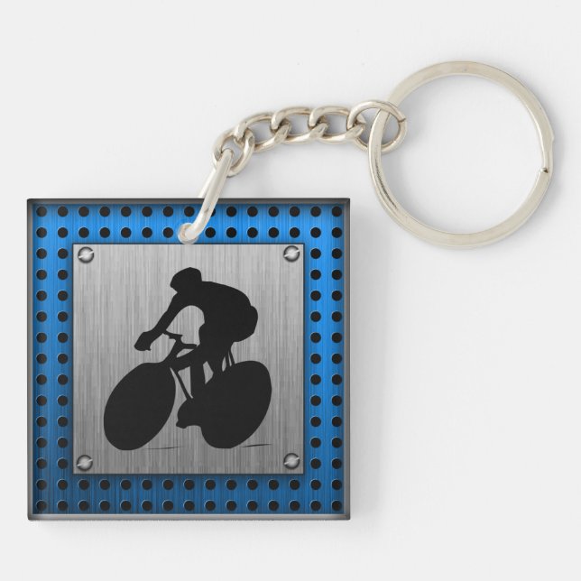 Brushed metal look Cycling Keychain (Back)