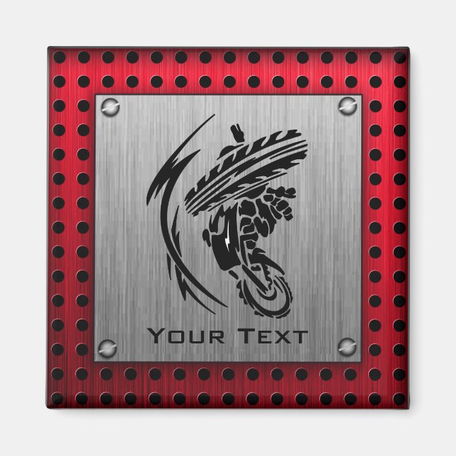 Brushed metal look Dirt Bike Magnet (Front)