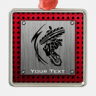 Brushed metal look Dirt Bike Metal Ornament