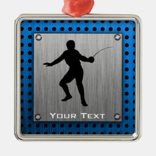 Brushed metal look Fencing Silhouette Ornament