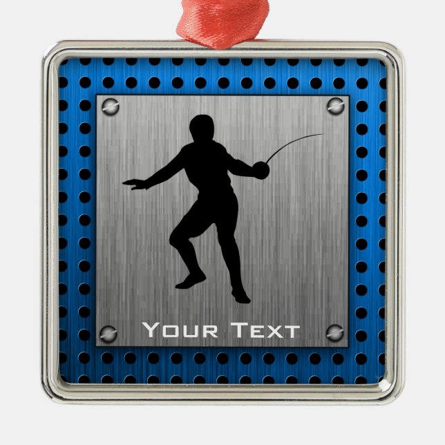 Brushed metal look Fencing Silhouette Ornament (Front)