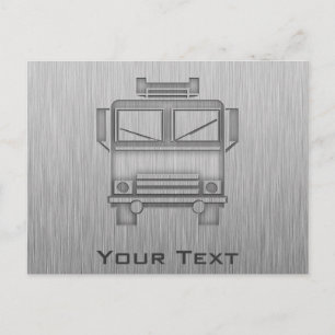 Brushed Metal-look Fire Truck Postcard