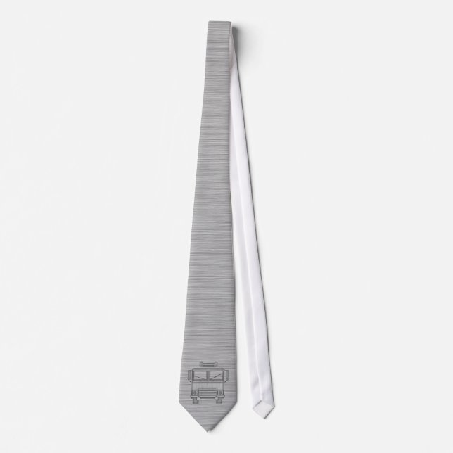 Brushed Metal-look Fire Truck Tie (Front)