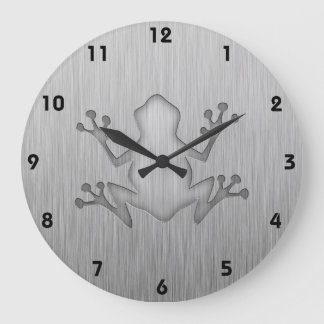 Brushed Metal look Frog Large Clock