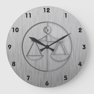 Brushed Metal-look Justice Scales Large Clock