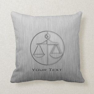 Brushed Metal-look Justice Scales Throw Pillow