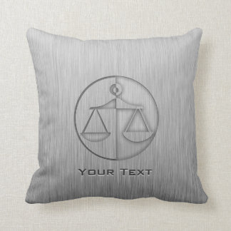 Brushed Metal-look Justice Scales Throw Pillow