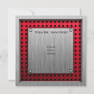 Brushed metal look Paintball Invitation