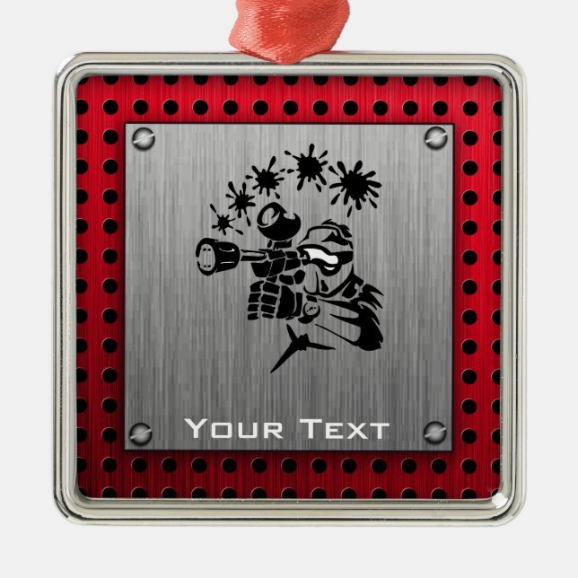Brushed metal look Paintball Metal Ornament (Front)