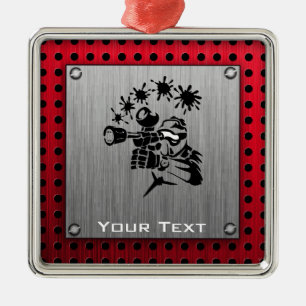 Brushed metal look Paintball Ornament