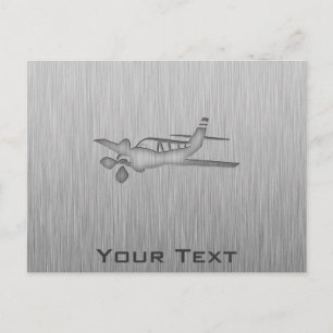 Brushed Metal-look Plane Postcard