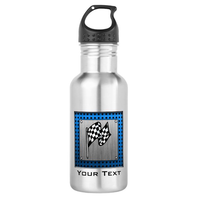 Brushed metal look Racing Flag 532 Ml Water Bottle (Front)