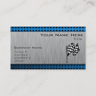Brushed metal look Racing Flag Business Card