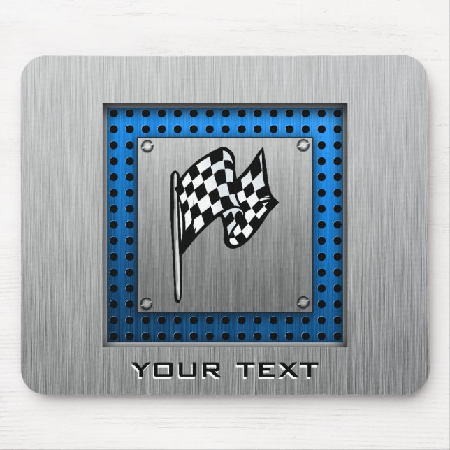 Brushed metal look Racing Flag Mouse Pad (Front)