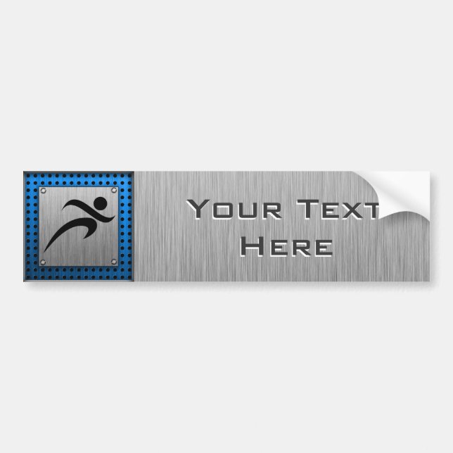 Brushed Metal look Running Bumper Sticker (Front)