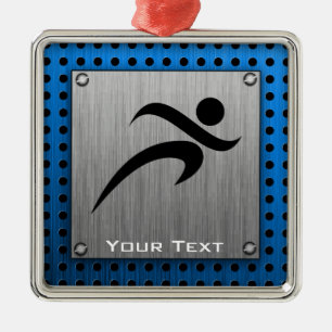 Brushed Metal look Running Ornament