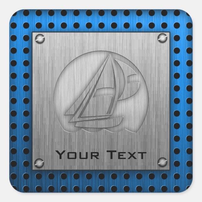 Brushed Metal-look Sailing Square Sticker (Front)