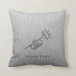 Brushed metal-look Trumpet Throw Pillow