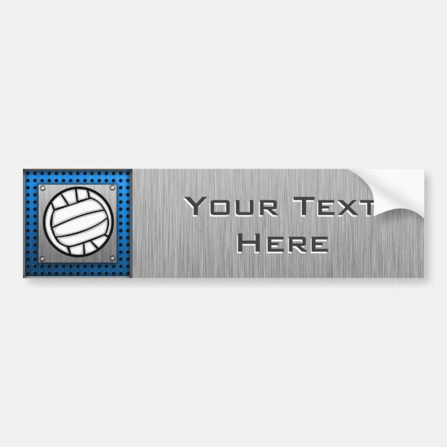 Brushed Metal look Volleyball Bumper Sticker (Front)