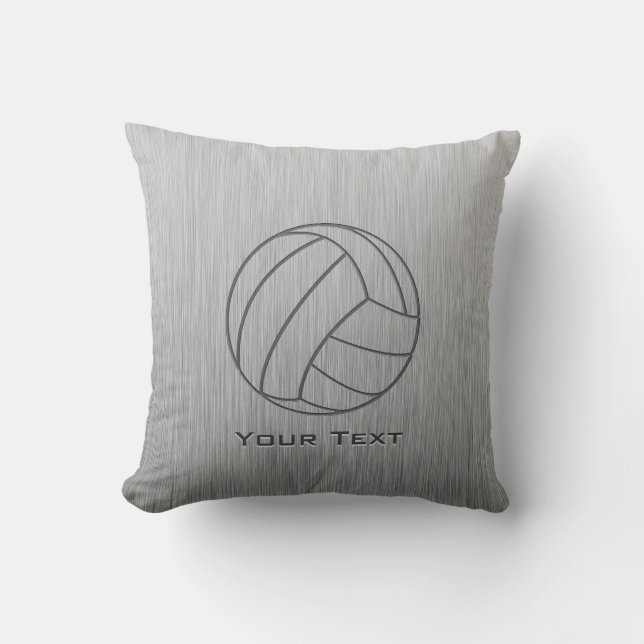 Brushed Metal-look Volleyball Throw Pillow (Front)