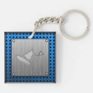 Brushed Metal-look Wakeboarder Keychain