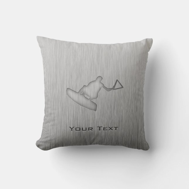 Brushed Metal-look Wakeboarder Throw Pillow (Front)