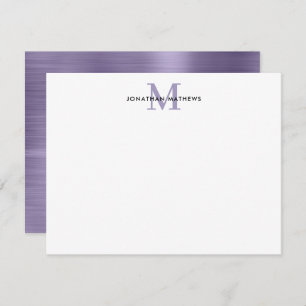 Brushed Metal Midnight Purple Classic Monogram Card
