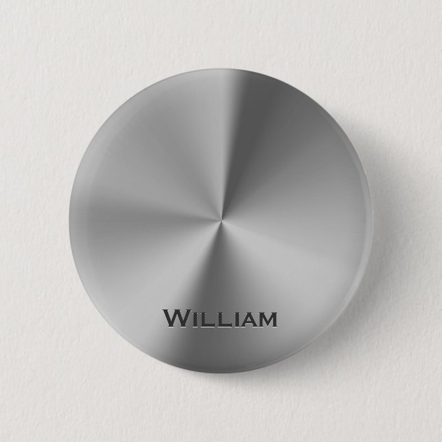 Brushed metal personalized name 2 inch round button (Front)