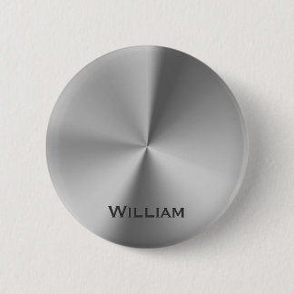 Brushed metal personalized name 2 inch round button