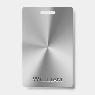 Brushed metal personalized name badge