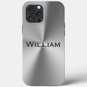 Brushed metal personalized name  iPhone 13 pro max case