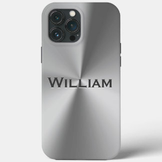 Brushed metal personalized name  iPhone 13 pro max case