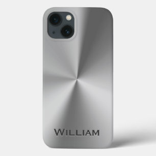 Brushed metal personalized name  iPhone 13 case
