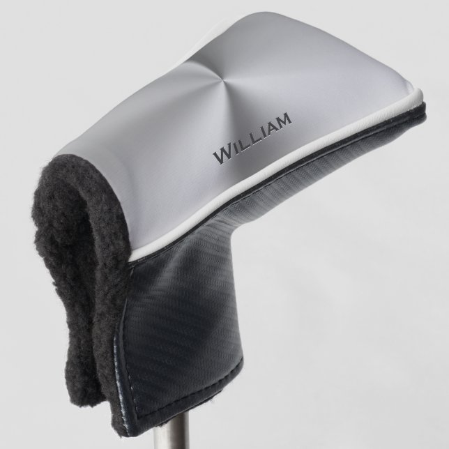 Brushed metal personalized name golf head cover (3/4 Front)