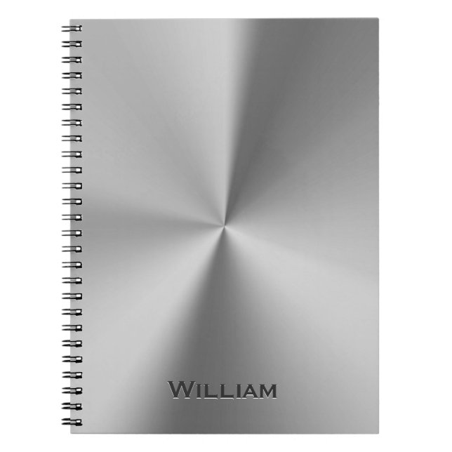 Brushed metal personalized name notebook (Front)