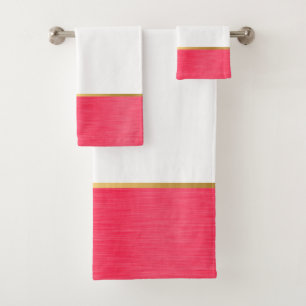 BRUSHED METAL PINK GOLD BATHROOM TOWEL SET
