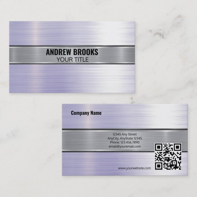 Brushed Metal | QR Business Business Card (Front/Back)