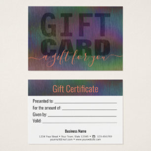 Brushed Metal Rainbow Holographic Gift Card Coral