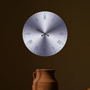 Brushed Metal Roman Numeral Wall Clock