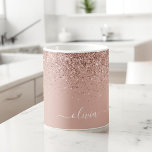 Brushed Metal Rose Gold Pink Glitter Monogram Coffee Mug<br><div class="desc">Rose Gold - Blush Pink Faux Foil Metallic Sparkle Glitter Brushed Metal Monogram Name and Initial Coffee Cup or Mug. This makes the perfect sweet 16 birthday,  wedding,  bridal shower,  anniversary,  baby shower or bachelorette party gift for someone that loves glam luxury and chic styles.</div>