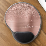 Brushed Metal Rose Gold Pink Glitter Monogram Gel Mouse Pad<br><div class="desc">Rose Gold - Blush Pink  Faux Foil Metallic Sparkle Glitter Brushed Metal Monogram Name and Initial Mousepad (Mouse Pad). This makes the perfect sweet 16 birthday,  wedding,  bridal shower,  anniversary,  baby shower or bachelorette party gift for someone that loves glam luxury and chic styles.</div>