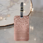 Brushed Metal Rose Gold Pink Glitter Monogram Luggage Tag<br><div class="desc">Rose Gold - Blush Pink Faux Foil Metallic Sparkle Glitter Brushed Metal Monogram Name and Initial Bag or Luggage Tag. This makes the perfect sweet 16 birthday,  wedding,  bridal shower,  anniversary,  baby shower or bachelorette party gift for someone that loves glam luxury and chic styles.</div>