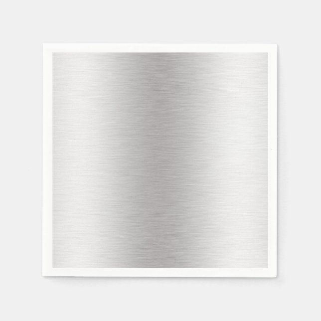Brushed Metal Silver Shine Paper Napkin (Front)