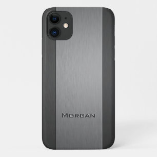 Brushed Metal Two Shades - Name iPhone 11 Case