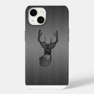 Brushed Metal - White Tail Buck Deer iPhone 14 Case