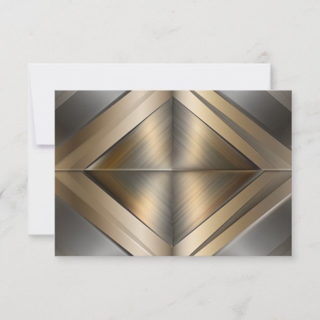 Brushed Metallic Geometric Diamond Pattern Thank You Card (Front)