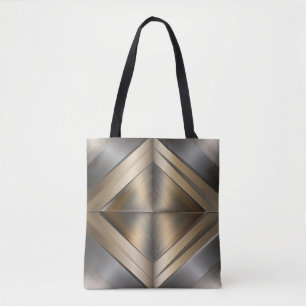 Brushed Metallic Geometric Diamond Pattern Tote Bag