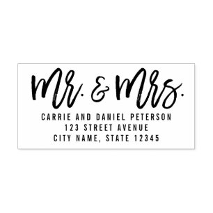 Brushed Mr and Mrs Personalized Rubber Stamp